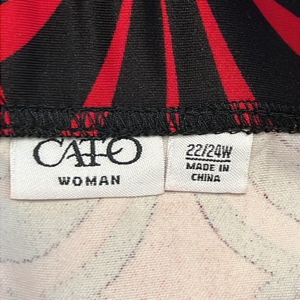 CATO | Black and Red Abstract and Stripe Design Pencil Style Skirt | Size 22/24 - Picture 3 of 7